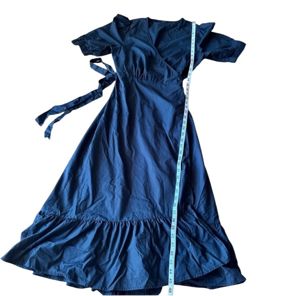 Rails Isabel Wrap Midi Dress Small Black Waist Tie Ruffle - Picture 6 of 8